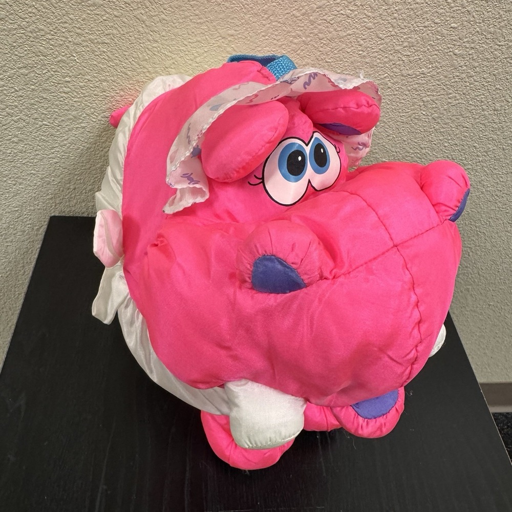 Vintage 1994 Fisher Price Puffalump Big Things Pink Hippo Plush Nylon Parachute